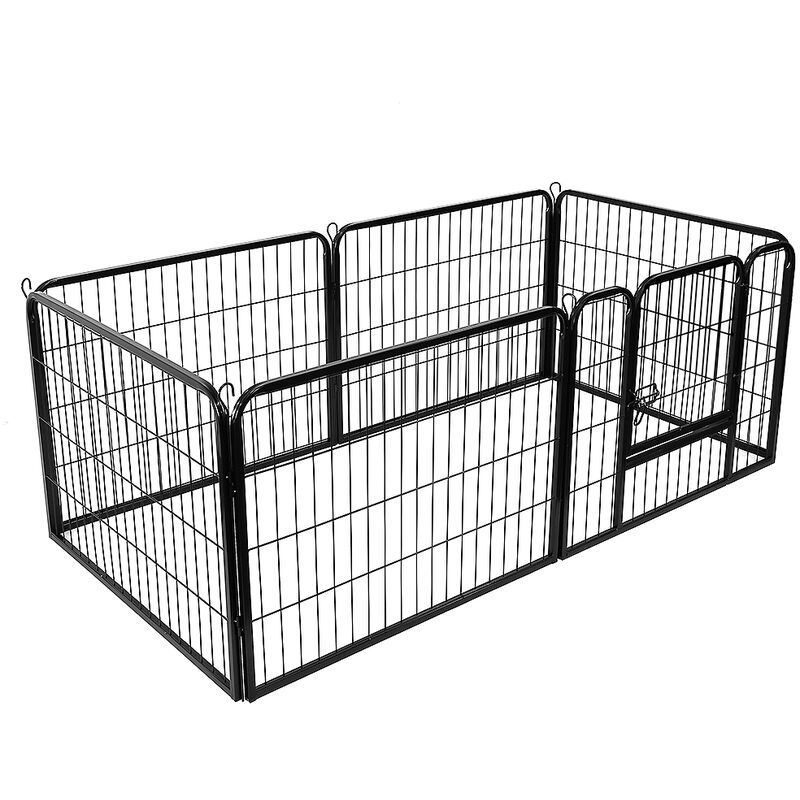 Hofuton 6 Panneaux Parc Enclos pour Chiens Chiots Lapins Métal 80 x 60 cm Noir