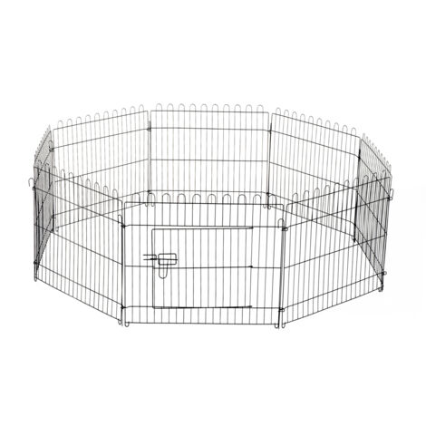 Parc jeux chiens 8 panneaux, 71x61 cm, cage pliante métal porte, jardin terrasse extérieur, noire