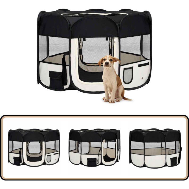 Vidaxl - Parc pliable pour chien avec sac de transport Noir 110x110x58cm - Parc Pour Chien - Cage Pour Chien - Enclos Pour Chien - Espace Sécurisé