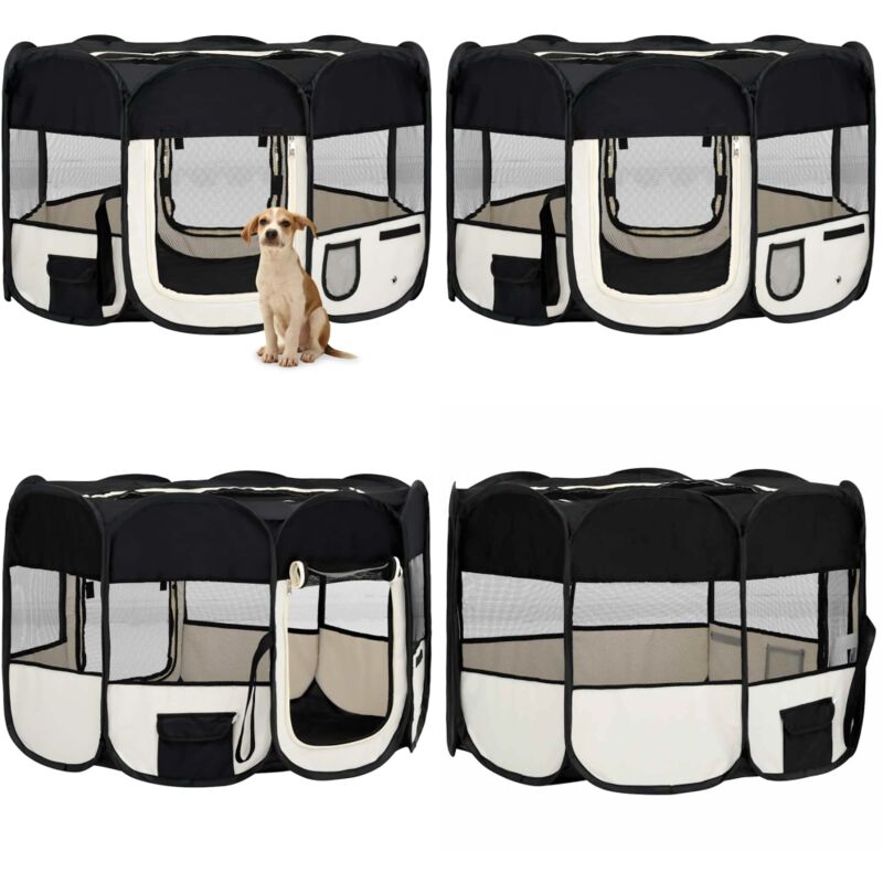 Vidaxl - Parc pliable pour chien avec sac de transport Noir 125x125x61cm - Parc Pour Chien - Cage Pour Chien - Enclos Pour Chien - Espace Sécurisé