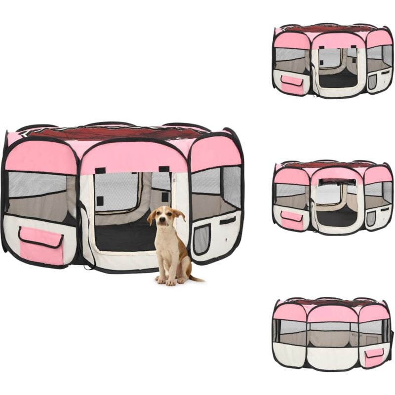 Vidaxl - Parc pliable pour chien avec sac de transport Rose 125x125x61cm - Parc Pour Chien - Cage Pour Chien - Enclos Pour Chien - Espace Pour Chien