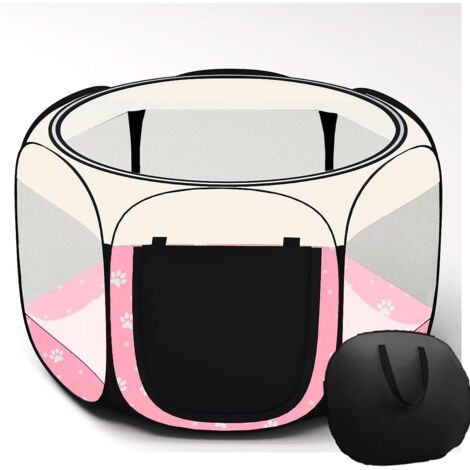 Parc Portable Pliable pour Animaux de Compagnie, Cage pour Chat, pour intérieur et extérieur, Tente pour Animaux de Compagnie et Chiot (Rose, XL)