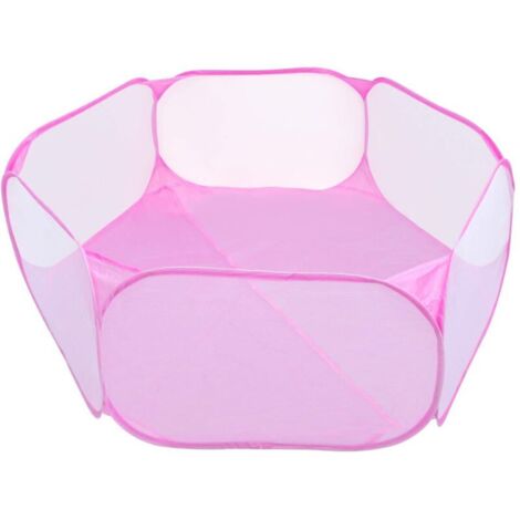 Parc Portable pour Petits Animaux, Oxford Clôture Petit Animal Respirant Parc Transparent Populaire Ouvert pour Cobaye, Lapins, Hamster, Chinchillas et Hérissons (Rose)
