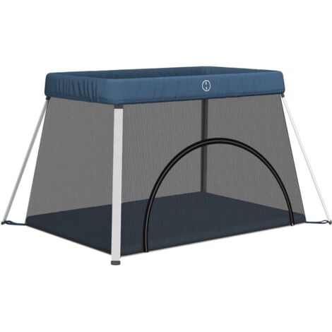 Parc pour bébé avec matelas Bleu marine Tissu de lin CFW601698