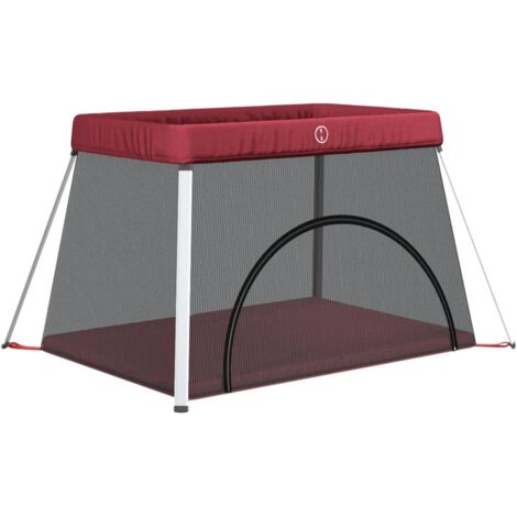 Parc pour bébé avec matelas Rouge Tissu de lin CFW255752