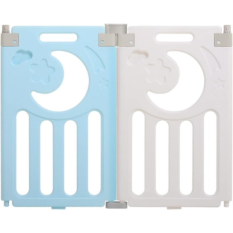 Parc pour bébé, Panneaux d'Extension pour Parc Bébé, Barrière de Sécurité en Plastiqu Ecologique - 2 panneaux - Bleu et Blanc