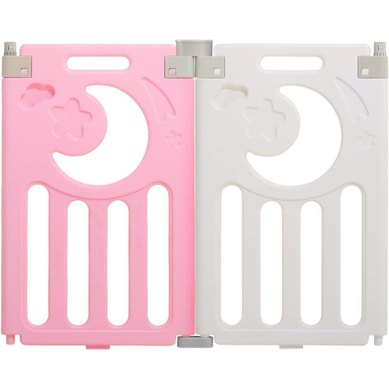 Parc pour bébé, Panneaux d'Extension pour Parc Bébé, Barrière de Sécurité en Plastiqu Ecologique - 2 panneaux - Rose et Blanc