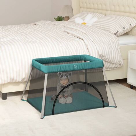 Parc pour bébé pliable avec matelas,Parc De Jeux Vert Tissu de lin -VA98801