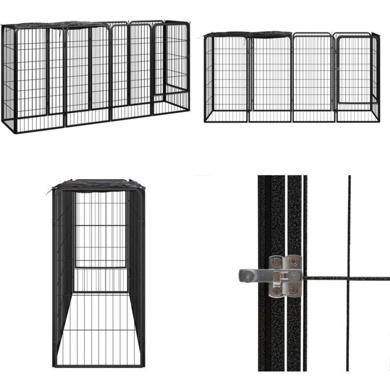 Vidaxl - Parc pour chien 10panneaux Noir 50x100cm Acier enduit de poudre - Parc Pour Chien - Niche Pour Chien - Enclos Pour Chien - Abri Pour Chien