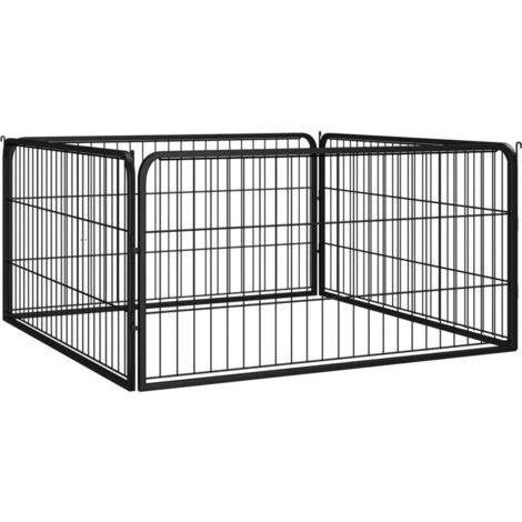 Parc pour chien 4 panneaux  Chenil Enclos pour chien Noir 100x50cm Acier enduit de poudre 58511