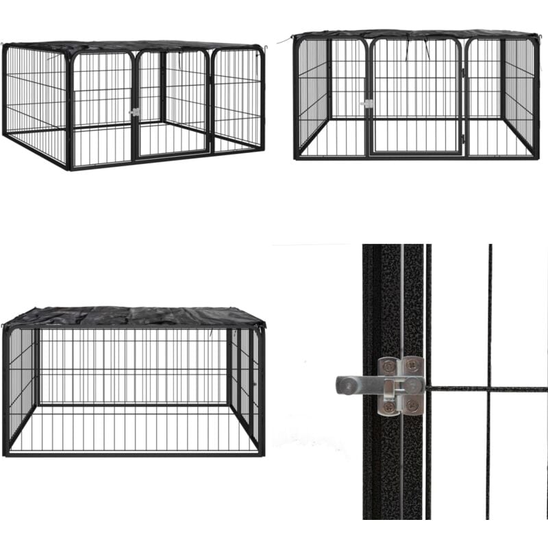 Vidaxl - Parc pour chien 4 panneaux Noir 100x50cm Acier enduit de poudre - Parc Pour Chien - Enclos Pour Chien - Abri Pour Chien - Niche Pour Chien