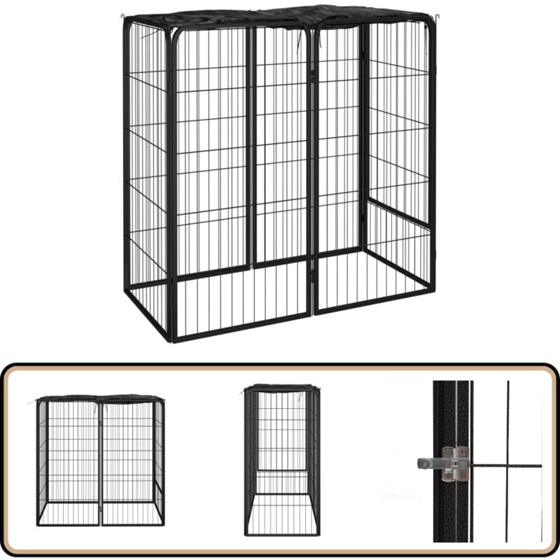 Vidaxl - Parc pour chien 6 panneaux Noir 50x100cm Acier enduit de poudre - Parc Pour Chien - Chenil Pliable - Enclos Pour Chien - Abri Pour Chien