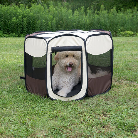 Parc pour Chien Chat Pliable Café