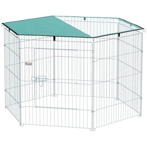 Parc pour chien, enclos chien 6 panneaux avec toit, pliable, enclos portable 76H cm avec porte