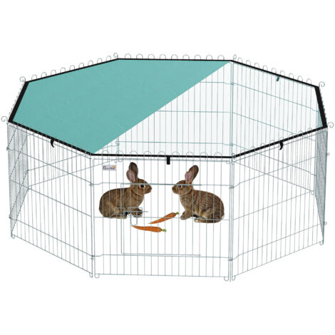 Parc pour chien. enclos chien 8 panneaux avec toit. modulable et pliable. enclos portable 60H cm avec porte argent vert