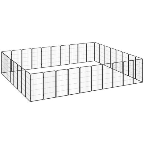 Parc pour chien, Enclos pour Chiens, Clôture, Parc pour animaux 36panneaux Noir 50x100cm Acier enduit de poudre MAE9293