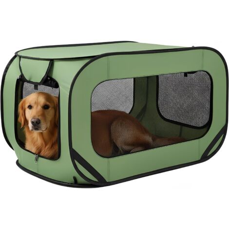 Parc pour Chien, Parc Pliable 94  53  53 cm pour Animaux, Enclos Chat Chiot Pliable Imperméable Fermeture Éclair pour Intérieur, Extérieur, Voyage, Camping, Activités en Plein Air, Vert
