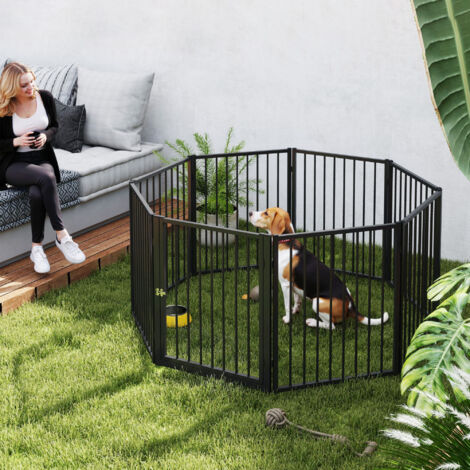 Parc pour chien. parc pour animaux. 8 panneaux. clôture portable pliable. sécurisé. noir