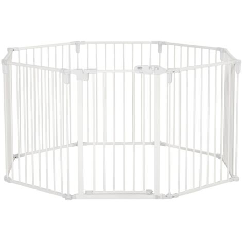 Parc pour chien pliable 8 panneaux 60x76cm blanc - Enclos sécurité avec porte flexible pour chiots et espaces intérieurs