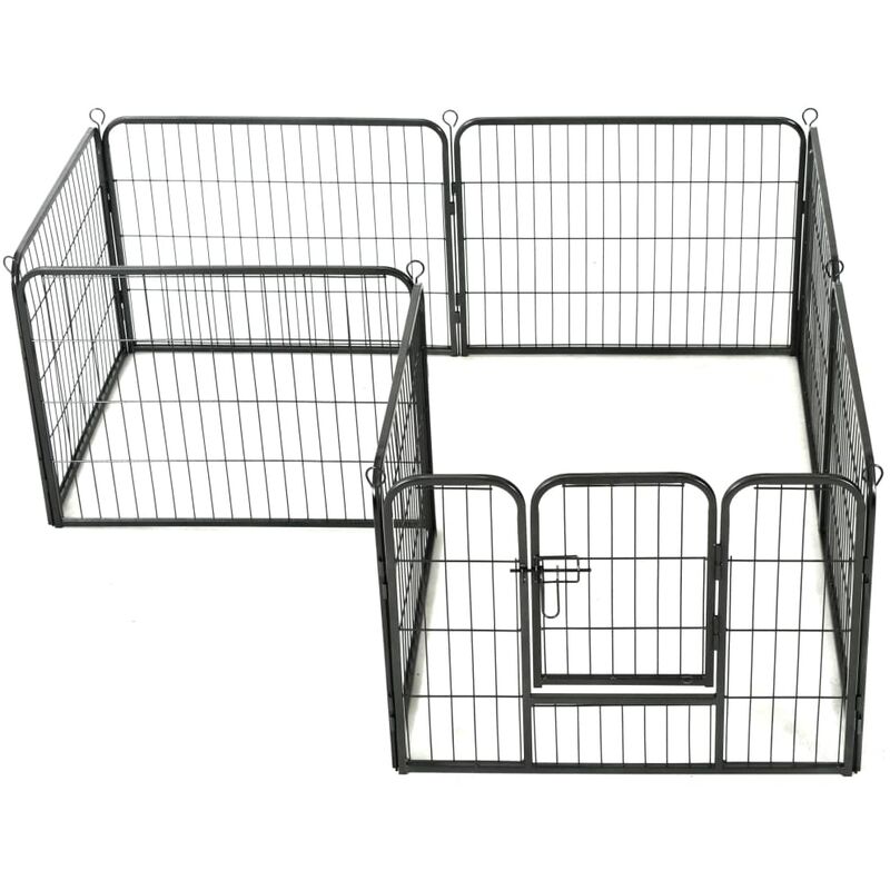 Parc pour chiens 8 panneaux acier 60 x 80 cm enclos pour chiens noir
