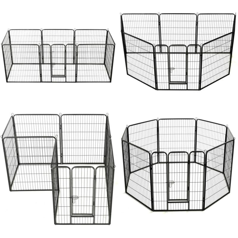 Vidaxl - Parc pour chiens 8 panneaux Acier 80 x 100 cm Noir - Parc Pour Chien - Enclos Pour Chien - Aire De Jeux Pour Chien - Abri Pour Chien - Chien