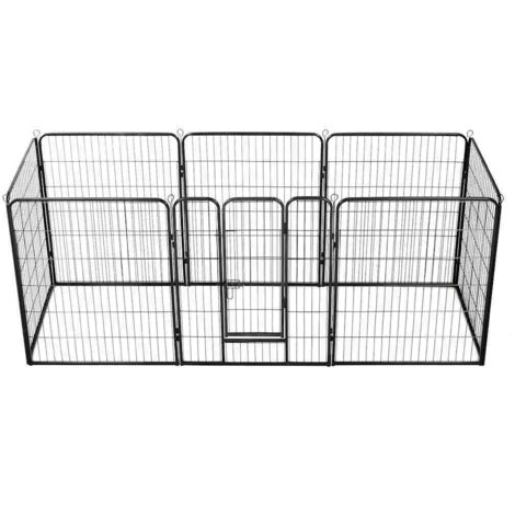 Parc pour chiens, Enclos pour Chiens, Clôture, Parc pour animaux 8 panneaux Acier 80 x 100 cm Noir MAE7588