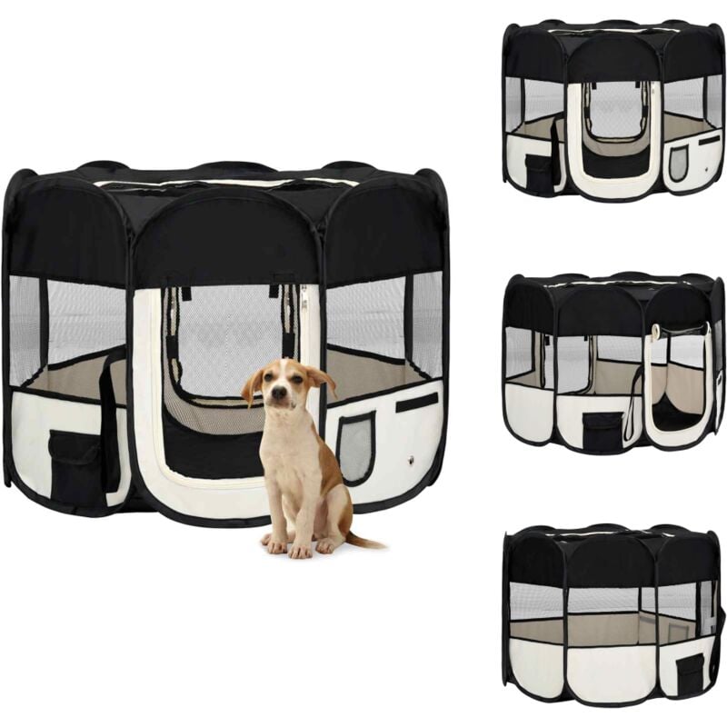 Vidaxl - Parc pour chiens pliable avec sac de transport Noir 90x90x58 cm - Parc Pour Chien - Cage Pour Chien - Enclos Pour Chien - Espace Sécurisé