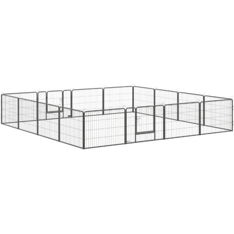 Parc pour chiots, 60 cm de hauteur, 16 compartiments, barrière de sécurité, personnalisable, avec 2 portes, acier