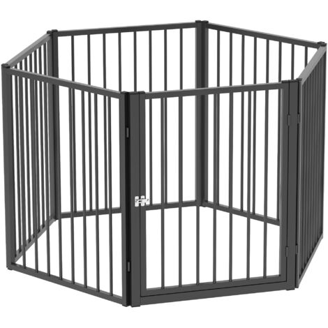 Parc pour chiots de 76 cm de haut, 8 pièces, avec porte, enclos extérieur pour chiens de petite et moyenne taille, lapins, cochons d'Inde, acier, noir