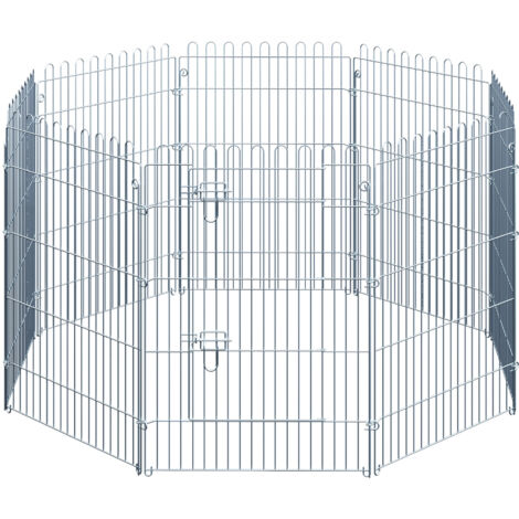 Parc pour chiots PawHut 8 panneaux en métal résistant extérieur 63 x 91 cm