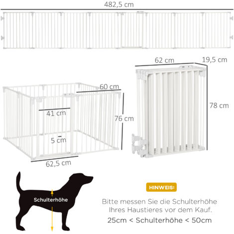 Parc pour chiots pliable en 8 pièces, 60 x 76 cm, avec porte, barrière pour chiens de petite et moyenne taille, enclos pour portes, cheminées, escaliers, blanc