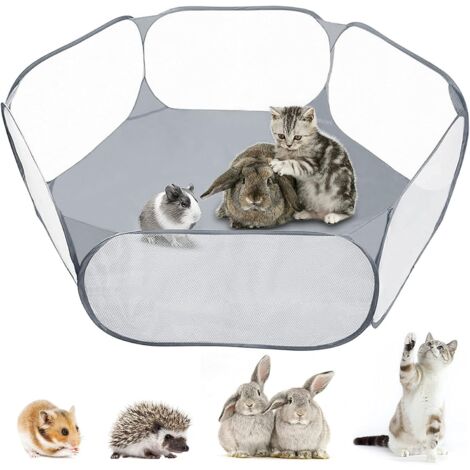 Parc pour Petits Animaux, Pliable Tente pour Animaux de Compagnie d'exercice Portable Cages Tente pour Cochon d'Inde, Lapins, Hamster, Chinchillas, Hérissons (Noir)
