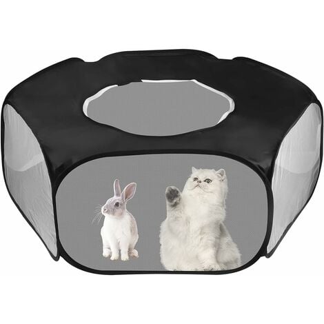 Parc pour petits animaux Tente pliable pour animal domestique Clôture Cage avec couvercle à fermeture éclair Respirant Transparent Pop Up Stylo d'exercice pour animal de compagnie pour cochon d'Inde L