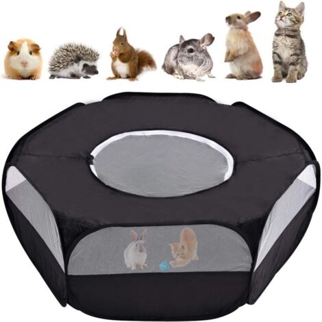 Parc pour petits animaux, tente respirante avec bâche, tente portable pour chaton, lapin, hamster, extérieur/intérieur