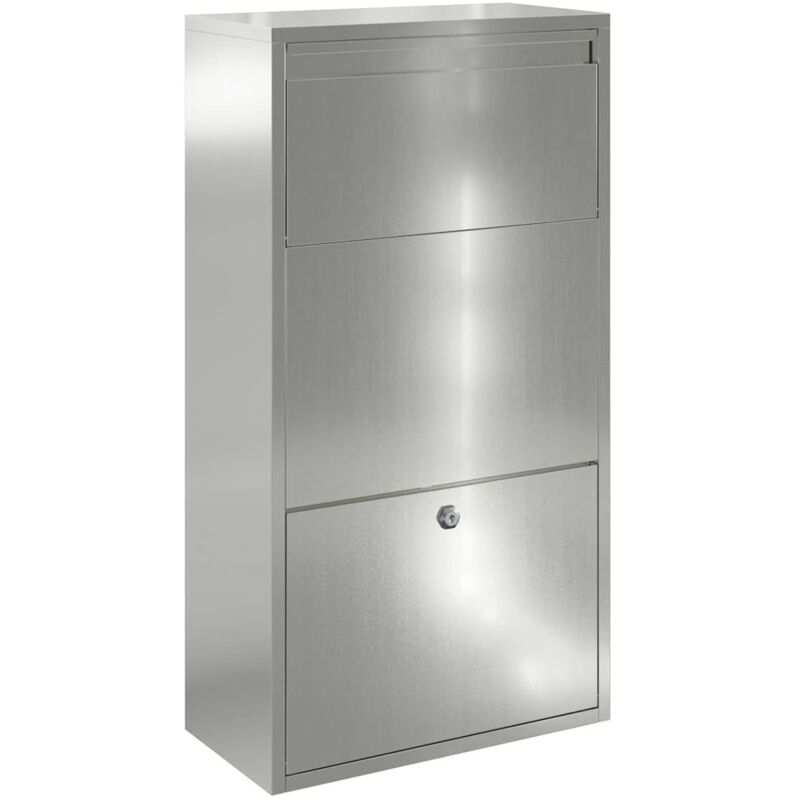 Parcel Drop Box with Storage Chrome 44 x 22 x 82 cm Steel vidaXL