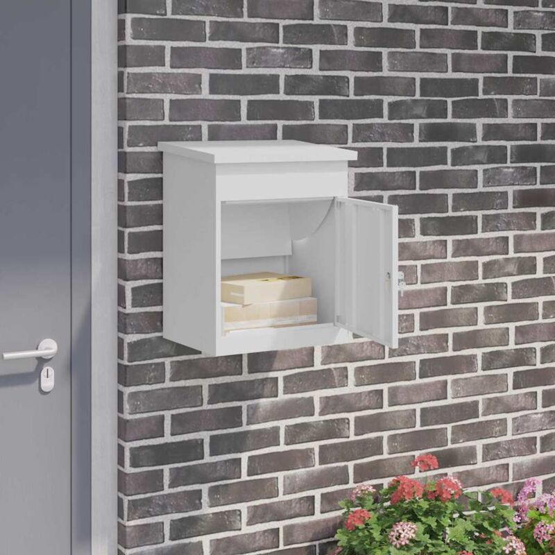 vidaXL Parcel Drop Box with Storage White 47.5 x 38 x 59 cm Steel