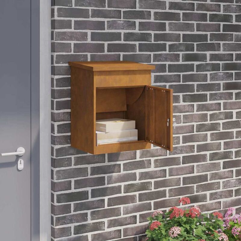 vidaXL Parcel Drop Box Rusty 47.5 x 38 x 59 cm Weathering Steel