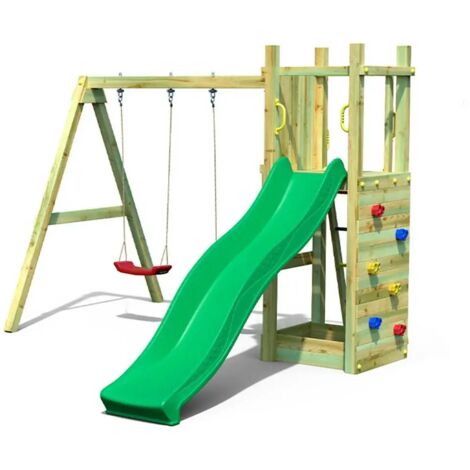 Parco Giochi Torretta per Bimbi da Giardino in Legno Scivolo Altalena