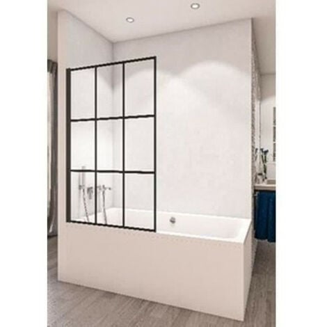 JAPANDI : Pare baignoire relevable en verre opaque traité 3 mm et barrettes  verticales – Batiproduits