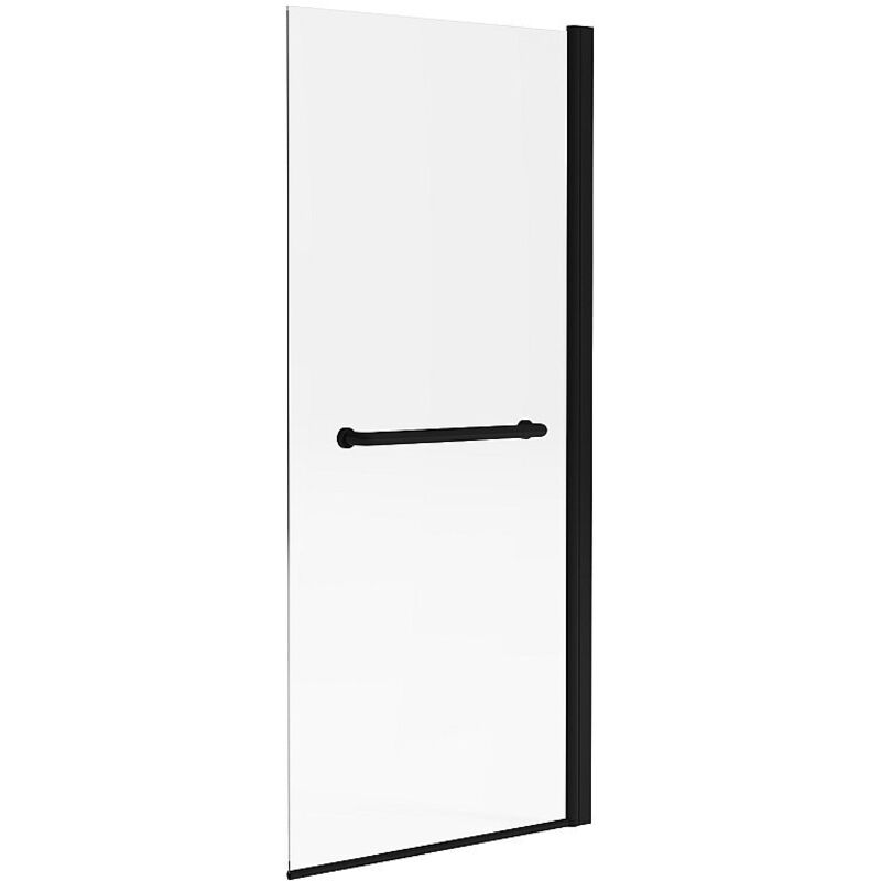 Vente-unique - Pare baignoire avec porte-serviette en métal noir mat au style industriel - 70 x 140 cm - tobin