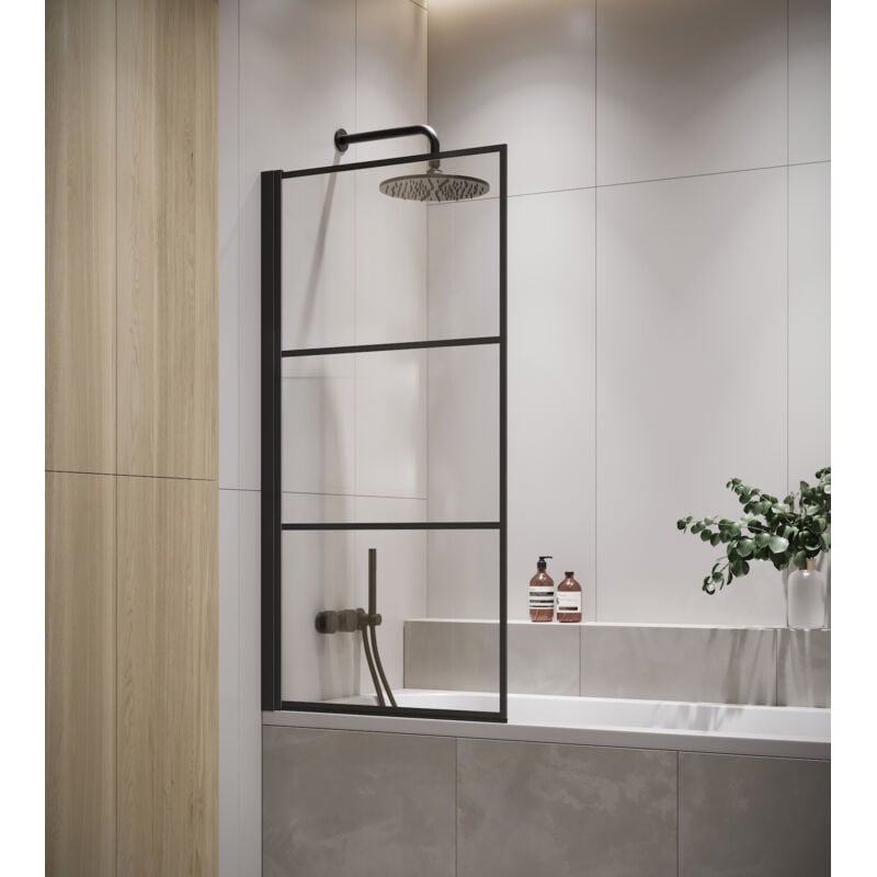 Badplaats - Paroi baignoire Berkan 60 x 140 cm noir - verre tran