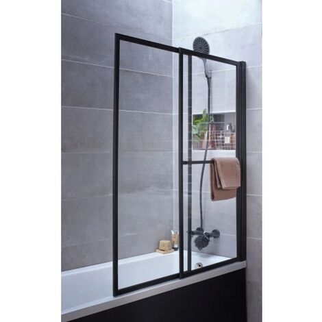 Pare-baignoire coulissant et relevable SECURE Noir mat - 2 volets