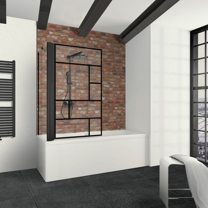 Pare-baignoire d'angle pliant, paroi de baignoire Schulte cran de baignoire pivotant, verre 5 mm style atelier anticalcaire, 1 volet pivotant + 1