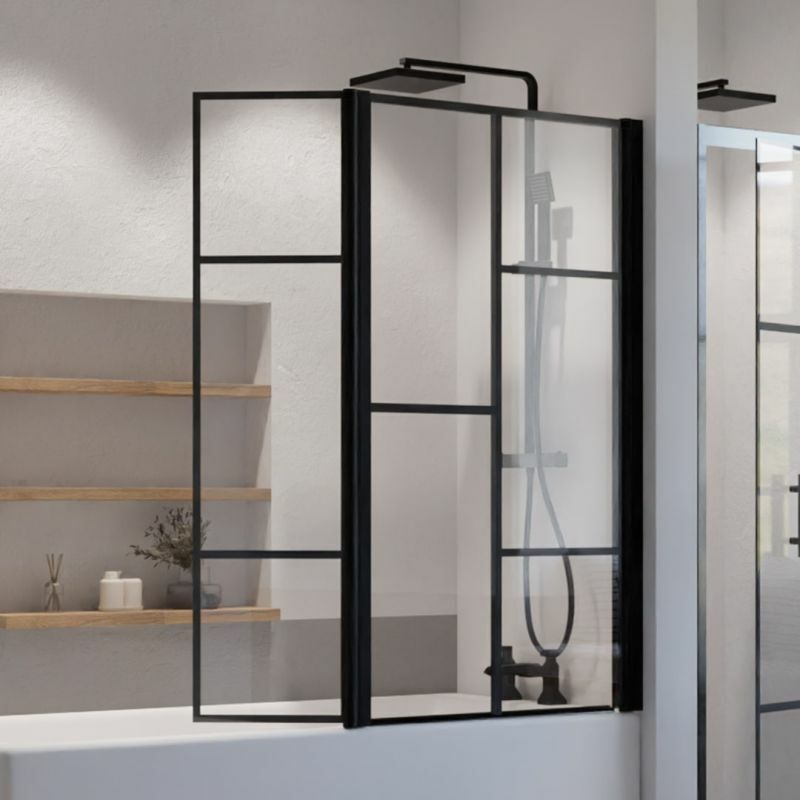 Cuisibane - Pare-baignoire en verre trempé sérigraphié style verrière atelia 80 + 40 cm