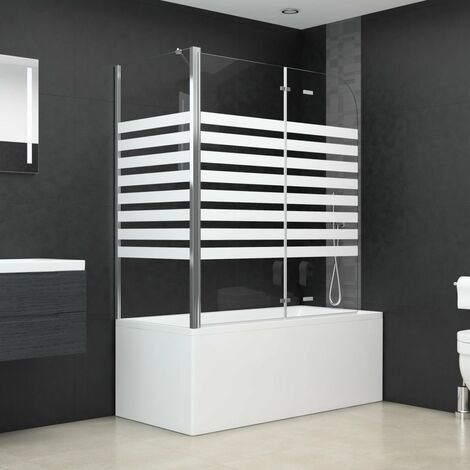Pare-baignoire Enclos de bain  120x68x130 cm Verre trempé Rayures 42538