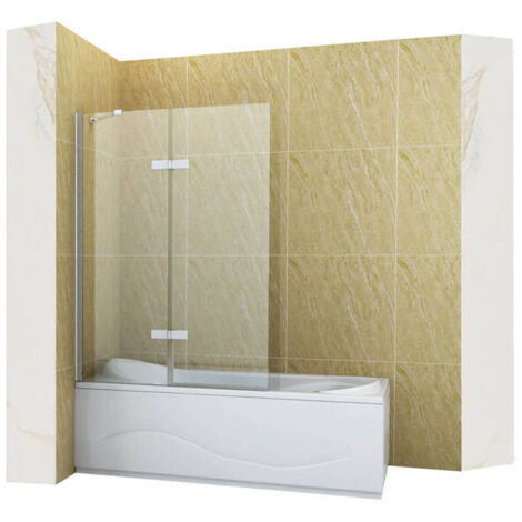 Pare-baignoire fixe GARETT Silla, paroi de baignoire 100x150 cm en verre trempé, installation murale facile, design moderne, Chromé