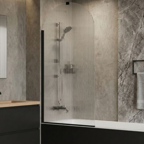 Pare-baignoire flûté – 80 x 140 cm – Noir – LIVIA