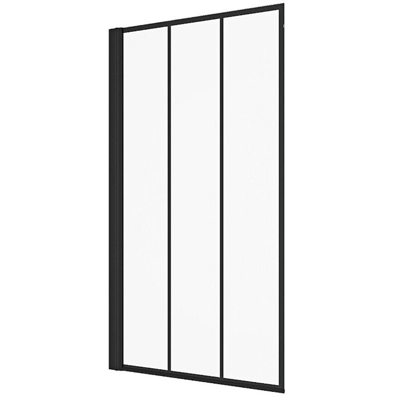 Vente-unique - Pare-baignoire pivotant noir mat look atelier - 80 x 140 cm - dolana