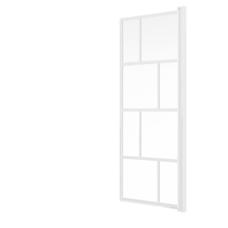 Pare baignoire pivotant style industriel - 70 x 140 cm - Blanc mat - Verre - rivanon