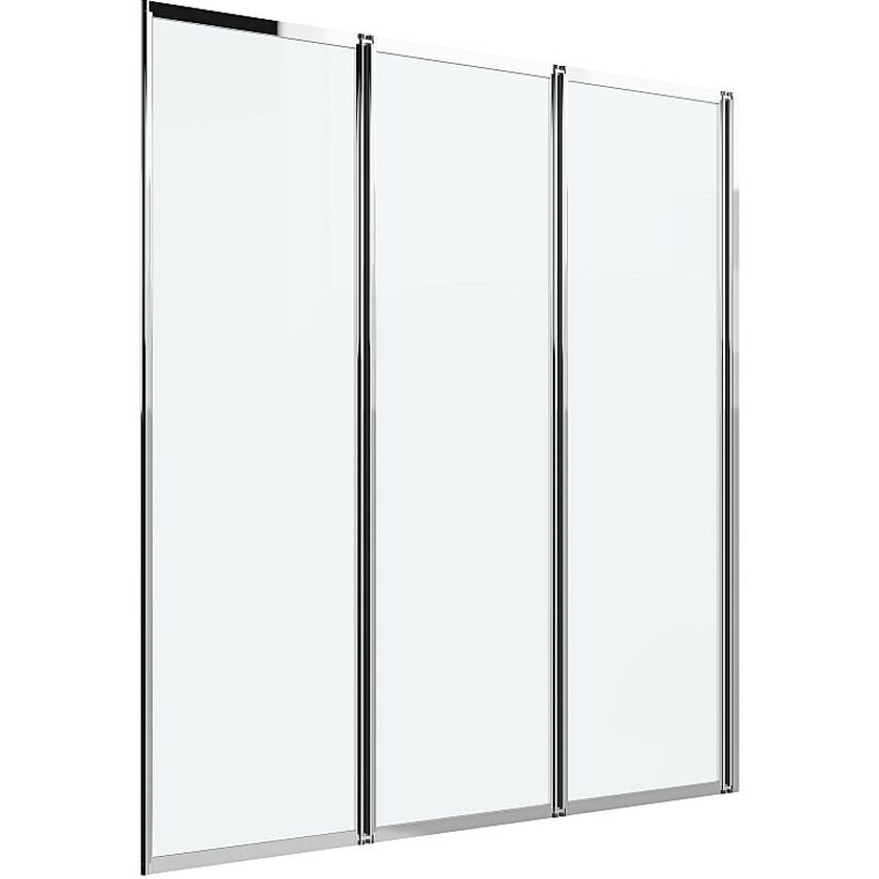 Vente-unique - Pare baignoire pliant en métal - Coloris chrome - 120 x 140 cm - district